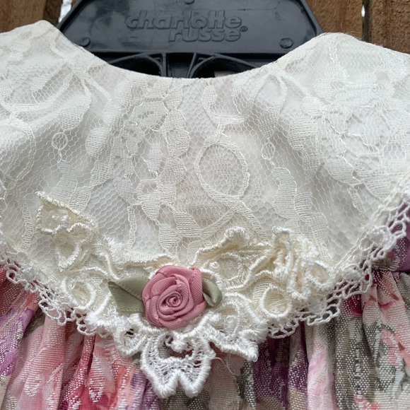 Vintage Floral baby dress 6/9M, Cute Cottagecore two pieces baby dress. - Picture 4 of 12